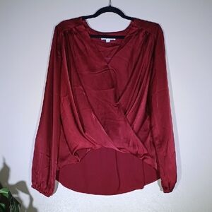She and Sky Burgundy Draped Blouse